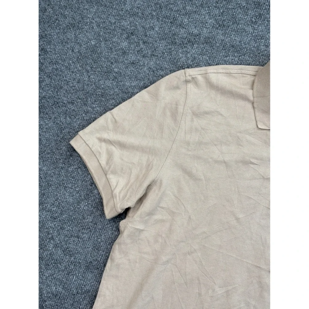 Calvin Klein Mens Large Tan‎ Beige Short Sleeve Pique Polo Shirt CK Logo Classic